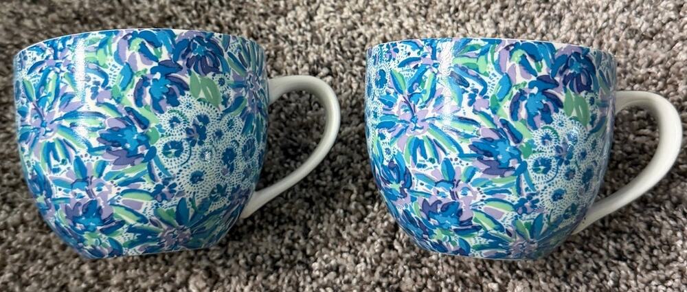 Lilly Pulitzer ceramic blue floral mug